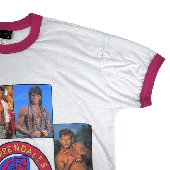 Vintage 90s Chippendales Stripper Sleep Shirt Pink Ringer Tee Single Stitch USA - Picture 5 of 16